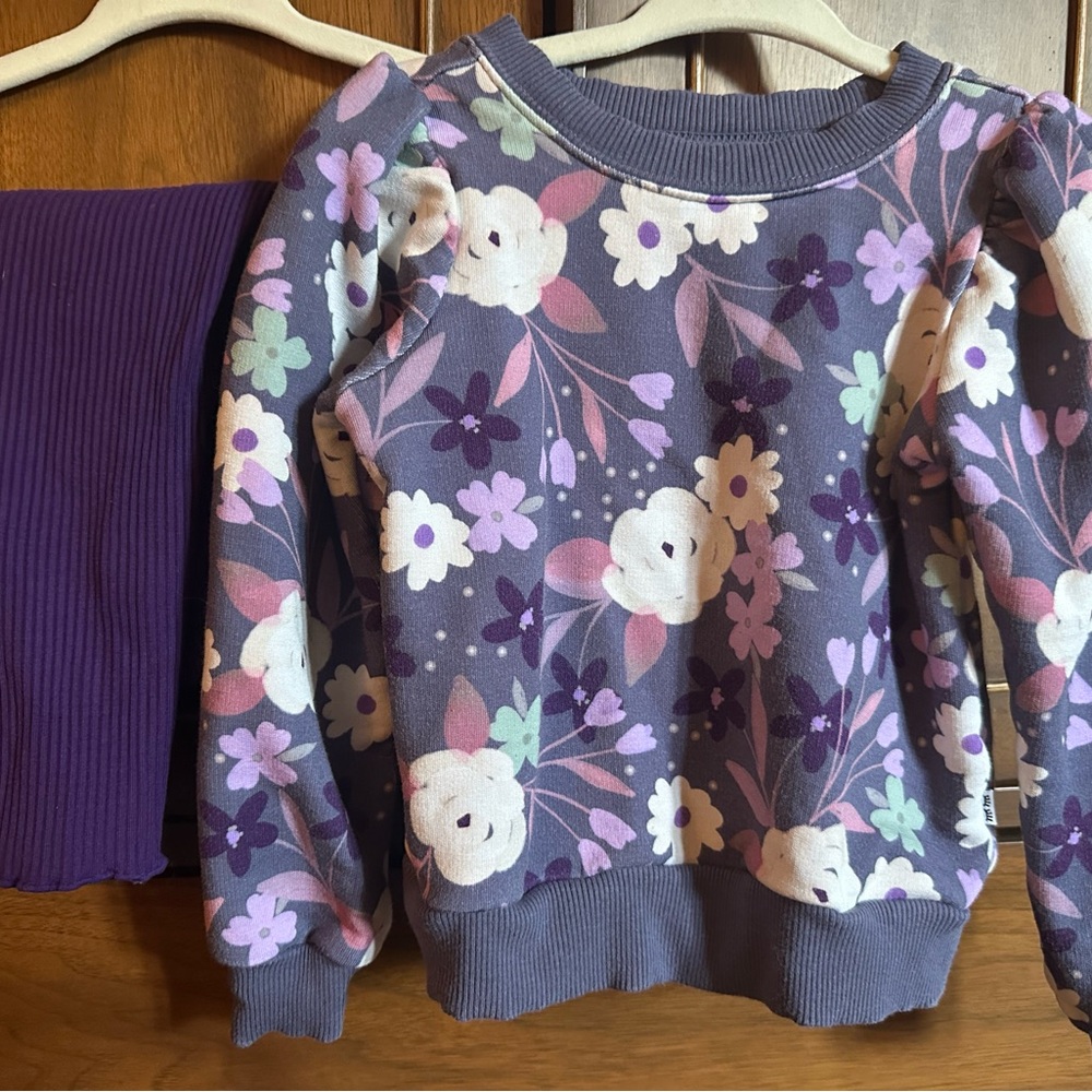 Little Sleepies Sugar Plum Floral Sweatshirt and leggings set